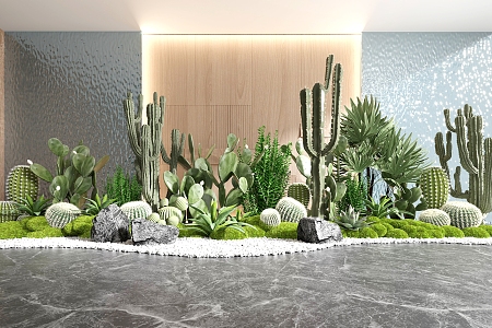 Modern plant landscape sketch gravel landscape plant heap cactus shrub 3d model