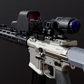 Tactical Rifle With Red Dot Sight And Magnifying Scope On Picatinny Rail Tan Finish