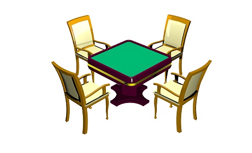 Modern Mahjong Table and Chair Chess and Card Chair Table 3d model