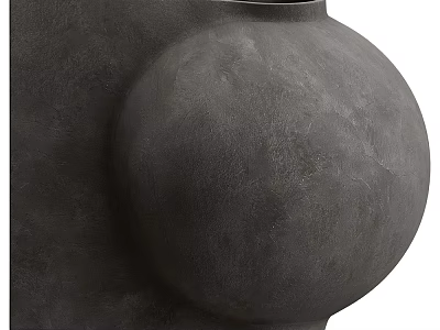 Modern Grey Vase With Matte Finish Round Body Holding Fresh Decorative Flowers For Home Decoration 3d model