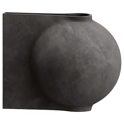 Modern Grey Vase With Matte Finish Round Body Holding Fresh Decorative Flowers For Home Decoration 3d model