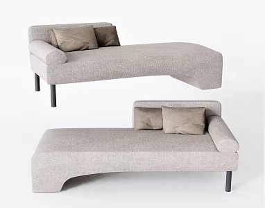 Modern chaise longue multi-person sofa leisure sofa chair sofa pillow 3d model