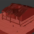 Rural Self Built House Standing On Water With Wooden Platform And Shabby Metal Tile Roof