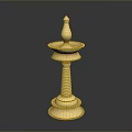 Brass Decorative Object With Tiered Base Spiral Column And Spire Top 3d model