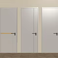 White Hinged Doors With Modern Design And Different Handles In Interior Setting 3d model