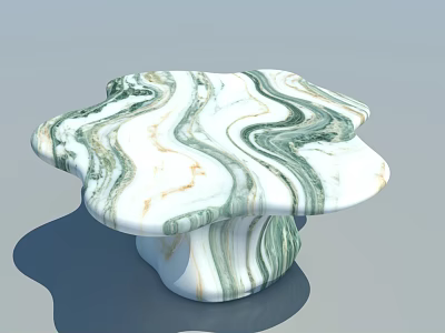 Unique Flower Shaped Marble Coffee Table With Green White Veins 3d model
