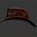 Brown Leather Cowboy Hat With Decorative Band Studs And Buttons