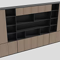 Modern Wooden File Cabinet With Open Shelves And Closed Storage Cabinets