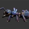 3D Model Spider With Blue Purple Gradient Body And Crystal Like Back Structures