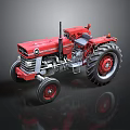 Red Vintage Tractor With Classic Design Large Wheels And Shiny Metal Body