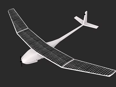 Solar Powered Aircraft With Extended Wings And High Efficiency Solar Panels 3d model