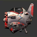 Cartoon Style Red And White Toy Airplane With Propeller And Cockpit