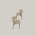 Modern Dining Chairs With Beige Cushions Wooden Frame And Curved Backrest