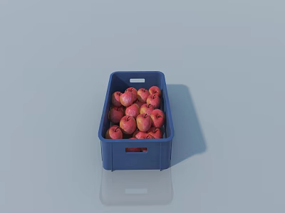 Modern Refrigerator Storage With Blue Container Full Of Fresh Red Apples 3d model