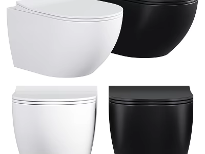 Modern White and Black Toilet Designs Featuring Wall Mounted and Freestanding Styles 3d model