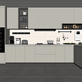 Modern Cream Style Kitchen Kitchenware Stove Refrigerator Kitchen Supplies Cabinet Appliances 3d model