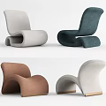 Modern Leisure Chairs With Curved Design Upholstered Fabric And Wooden Base In Multiple Colors