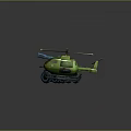 3D Rendered Green Cartoon Helicopter And Armored Vehicle On Gray Background