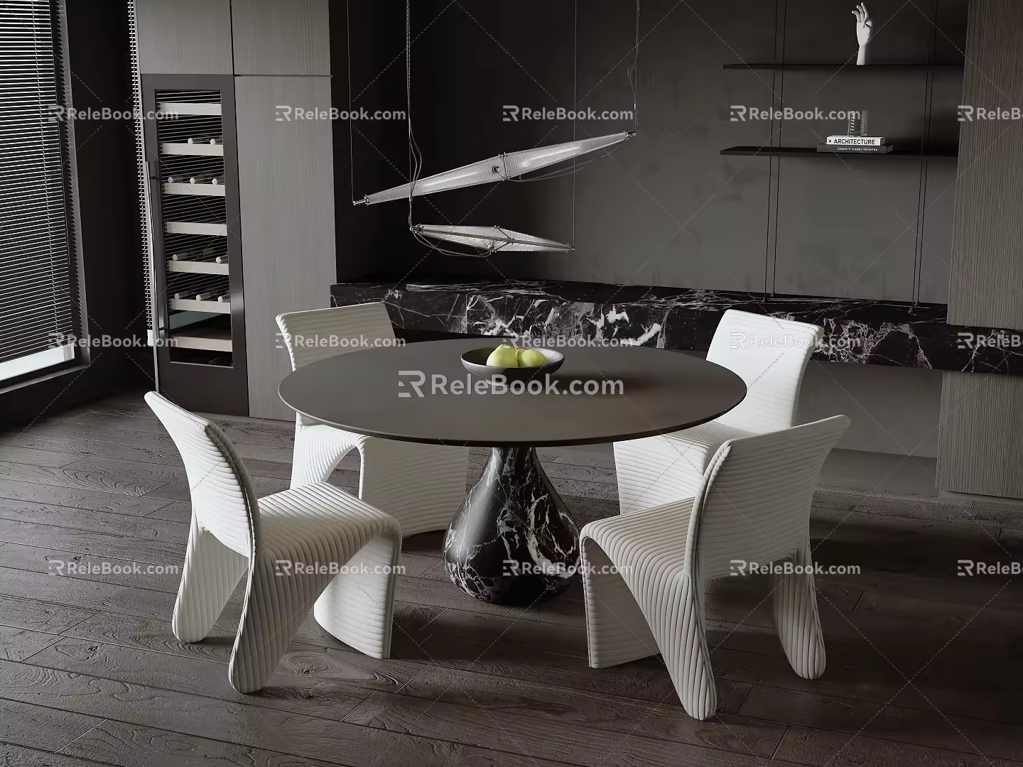 Dining table and chair combination 3d model