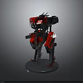 Detailed Red and Black Robot Character With Articulated Arms And Mechanical Design