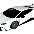 White Sports Car with Large Rear Spoiler Black Alloy Wheels and Streamlined Body