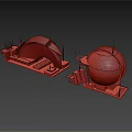 Metallic Spherical Structures On Water Surface With Platforms And Stairs