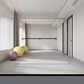 Modern Indoor Fitness Area With Yoga Mat Exercise Balls And Large Mirror