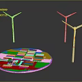 Renewable Energy System With Wind Turbines And Solar Panels On Circular Green Platform