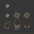 Bare Tree Structures With Intricate Roots And Bird Nests On White Background 3d model