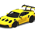 Yellow Porsche High Performance Sports Car with Rear Spoiler Black Wheels Aerodynamic Design