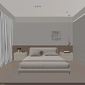 Modern Minimalist Bedroom Interior With Platform Bed Bedside Tables And Soft Lighting