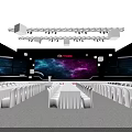 Modern Tech Stage With Starry Sky Large Screen Hanging Cube Decorations And Purple Blue Lighting 3d model