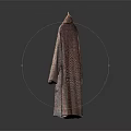 Long Plaid Pattern Coat Hanging On Wooden Hanger With Red Brown Checks