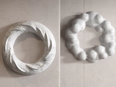 Modern Circular Marble Wall Decor With Swirl And Rounded Patterns On Light Gray Wall 3d model