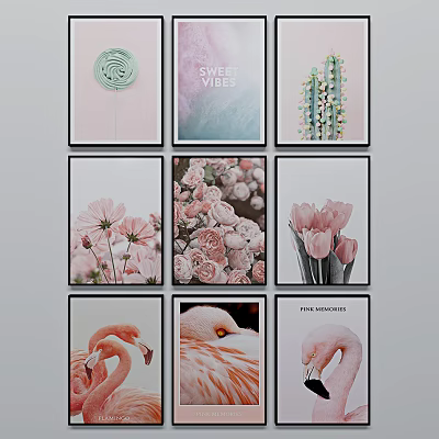 Pink Flamingo Animal Paintings Decorative Wall Art for Interior Home Decoration 3d model Pink Flamingo Animal Paintings Decorative Wall Art for Interior Home Decoration 3d model