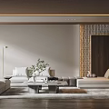 Modern Living Room Interior Design With Sofa Coffee Table Plants And Wooden Accent Wall