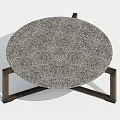 Modern Round Coffee Table With Textured Surface And Wooden Cross Legs