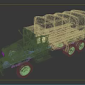 U.S. Army Green Utility Vehicle With Canvas Covered Cargo And Multiple Wheels