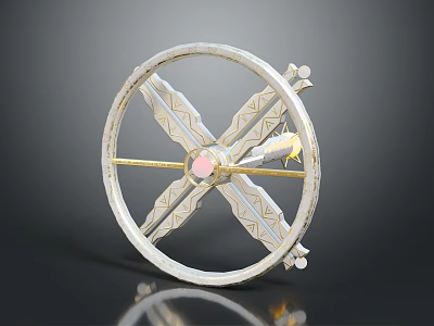 Artisan Decorative Wheel Ornament With Gold Accents Central Pink Stone And Intricate Patterns 3d model