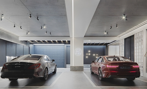 Modern Garage Concrete Villa Underground Garage Parking Lot Home Mercedes Audi Underground Luxury Car Garage Basement Garage Tool Room Car Storage Workshop 3d model