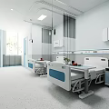 Hospital Ward Interior With Two Hospital Beds Medical Equipment And Curtains