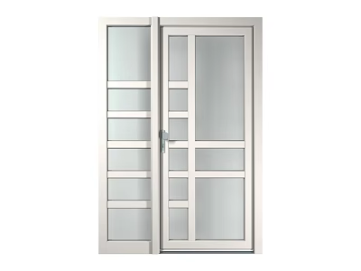 Modern Combination Double Door Design With Glass Panels And White Frame For Home Entrance 3d model
