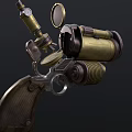Steampunk Revolver With Mechanical Design Vintage Metal Components And Aiming Scope