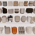 Modern Sofa Stool Low Stool Combination Shoe Changing Stool Rectangular Round Stool 3d model