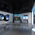 Modern High Tech Exhibition Hall With Interactive Digital Screens And Displays 3d model
