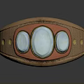 Stylish Copper Ring With Round Opal Gemstones And Orange Accents On Textured Band