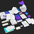 Colorful Brand Design Collaterals With Brochures Business Cards And CD Cases