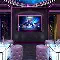 Modern KTV Interior Design with Neon Purple Lighting Starry Sky Ceiling and Luxurious Sofas 3d model