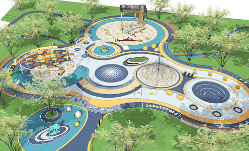 Modern Amusement Park Residential District Children's Paradise Landscape Sub-Park 3d model