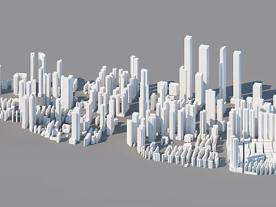 White Urban City Buildings With High Rise And Low Rise Architectural Models 3d model